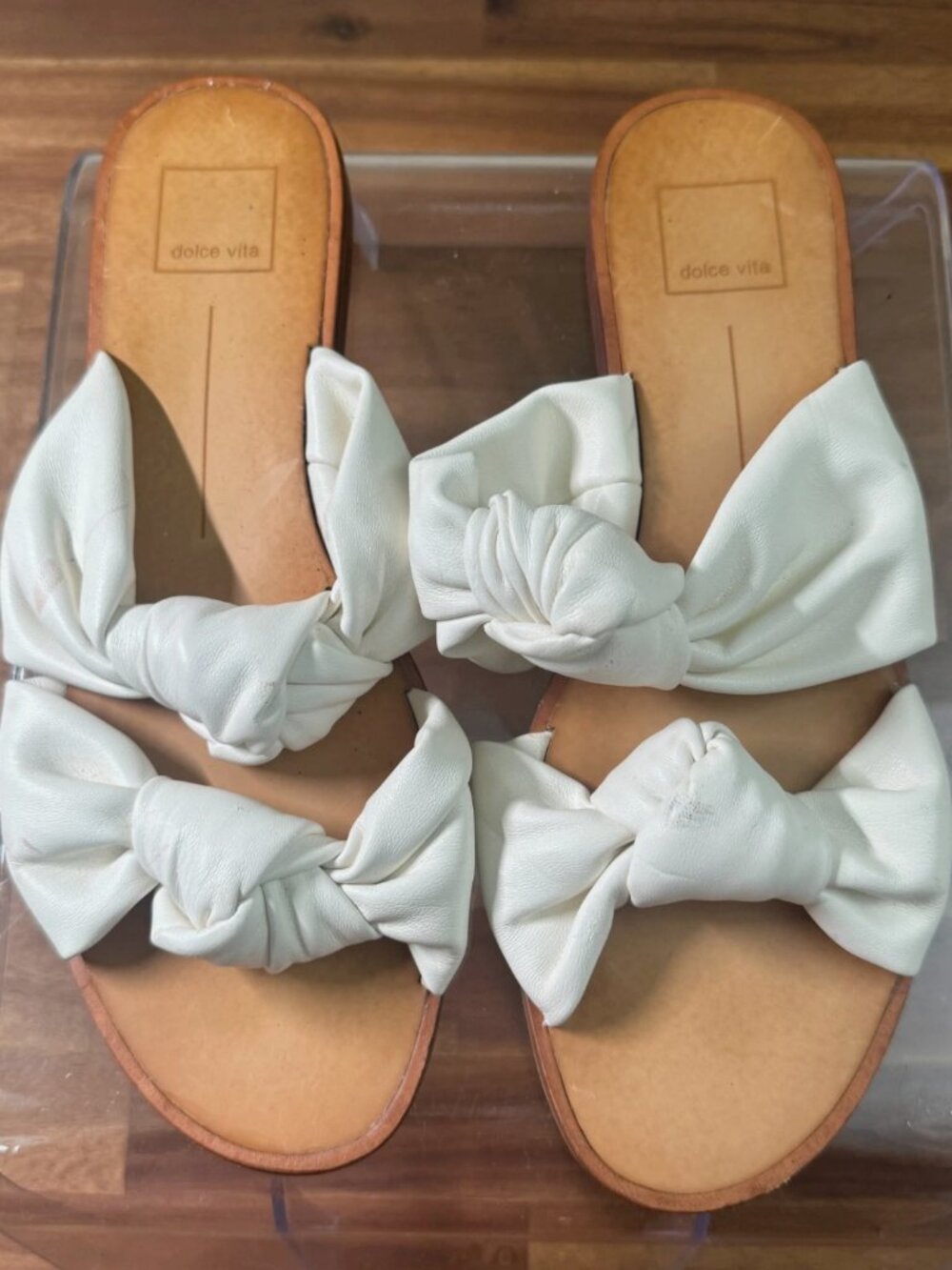 Dolce Vita Knot Sandal Slide White Slip On Flip Flop Casual Shoes Women's SZ 10